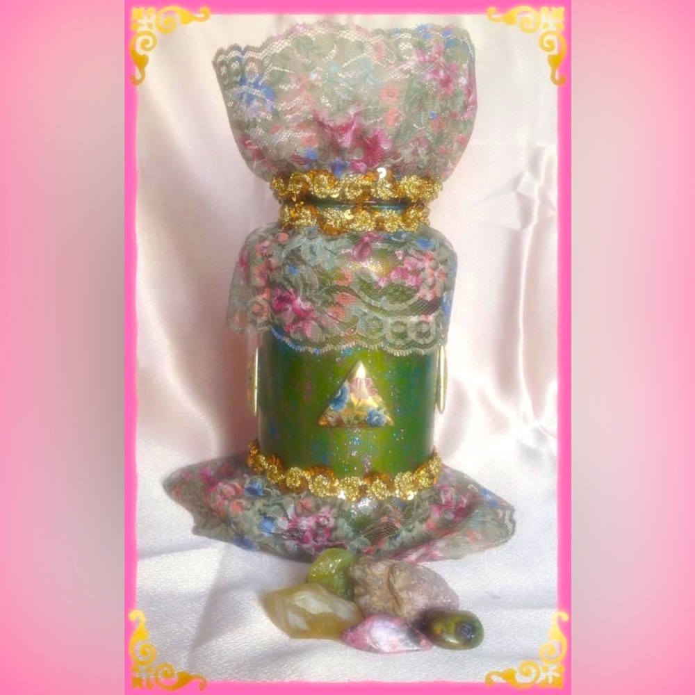 Hand Crafted Glass Jar Refreshing Meadow Gypsy Bottle RoseAroma - Picture 4 of 10